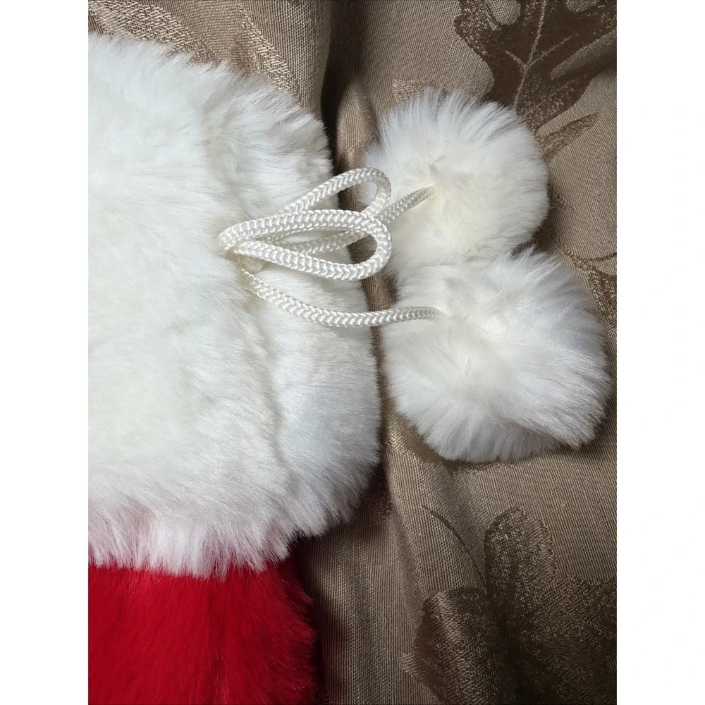 TARGET Tom's Toys Red & White Fluffy Plush Christmas Stocking Pom poms